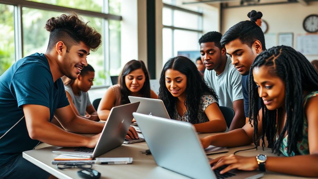 Jovens em capacitação profissional representando o projeto Juventude e Oportunidades