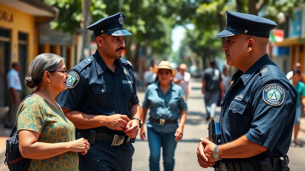Policiamento comunitário em diálogo com moradores representando o projeto Amapá Seguro