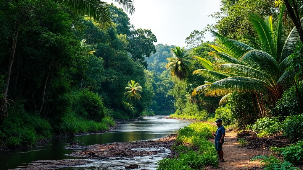 Floresta amazônica preservada com atividade sustentável representando o projeto Amapá Verde